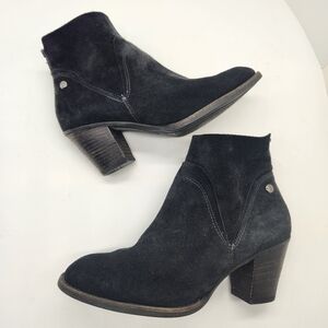 Paul Green heeled boots 7.5 black suede ankle bootie comfy classic Made Austria